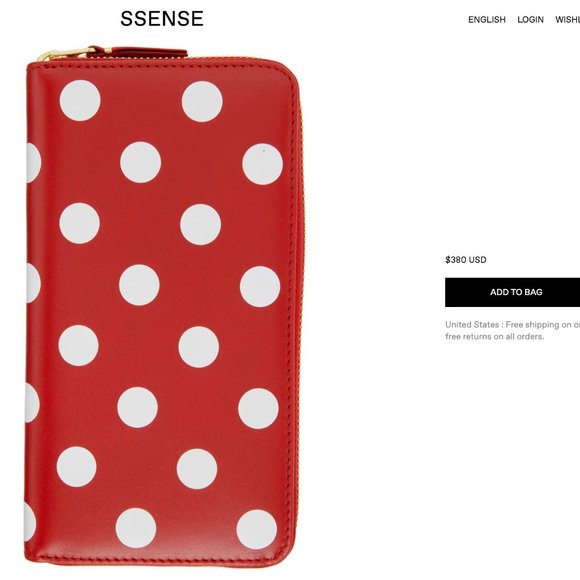 Comme Des Garcons Polkadot Red Leather Zip Long Wallet w/ build in coin pouch - Picture 2 of 9